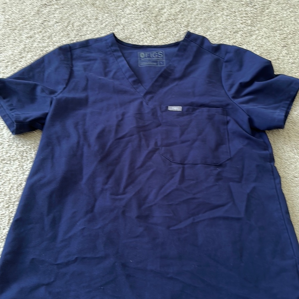 Figs scrub top- navy blue